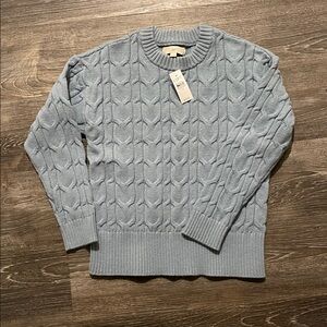 LOFT Cable Knit Sweater - Smoky Light Blue